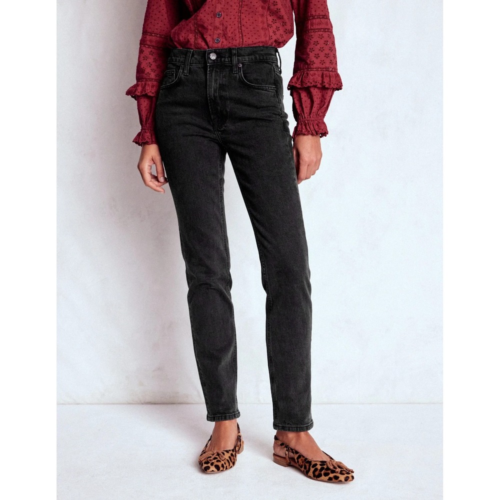 Boden Denim Girlfriend Jeans‎ Womens 2P Black High Rise Straight Cotton Stretch